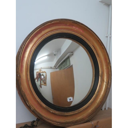 55 - A 19th century gilt convex bachelors mirror, 64cm diameter