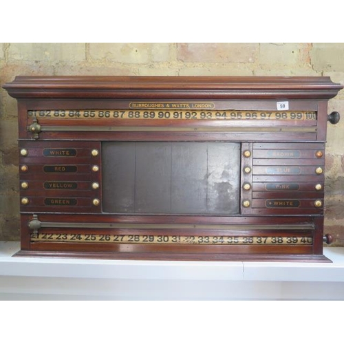 59 - A Burroughs & Watts of London snooker score board, 89cm x 52cm, removed from a Country Manor House