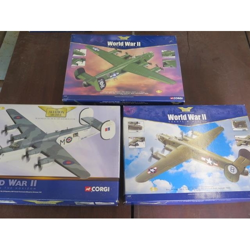 767 - 3 boxed Corgi diecast model numbers AA34002 B24-d Liberator Ploesti Raid 1:72, AA34004 B24-d Liberat... 