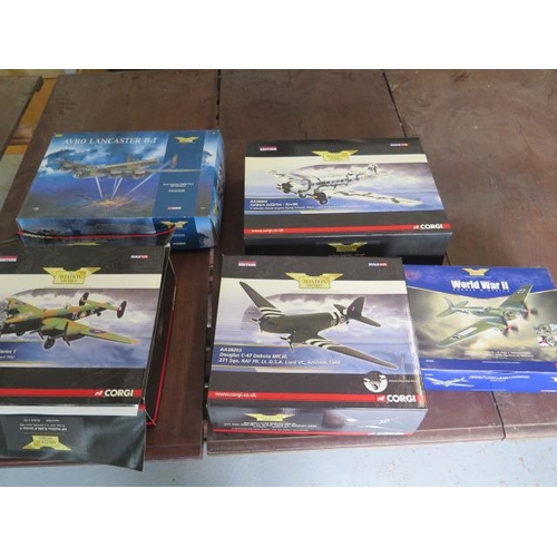 769 - 5 Boxed Corgi diecast, model numbers AA36904 Junkers multi engine flying school 1:72, AA37201 Halifa... 