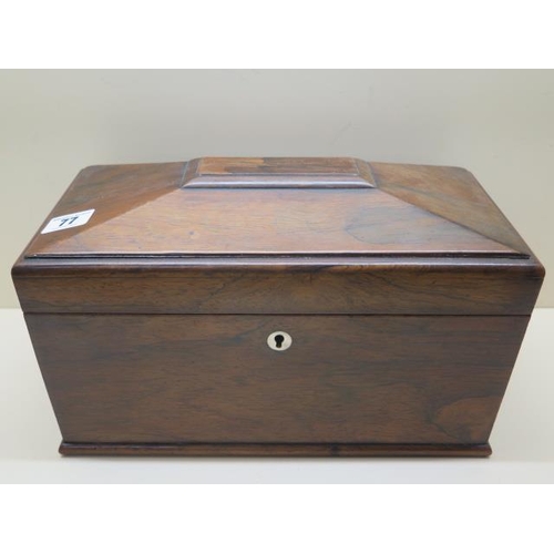 77 - A Victorian sargophagus shaped two section tea caddy with replacement bowl, 19cm  tall x 32cm