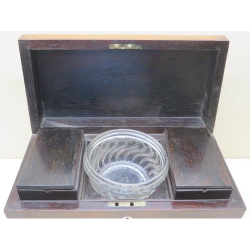 77 - A Victorian sargophagus shaped two section tea caddy with replacement bowl, 19cm  tall x 32cm