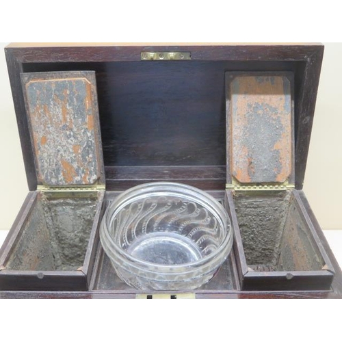 77 - A Victorian sargophagus shaped two section tea caddy with replacement bowl, 19cm  tall x 32cm