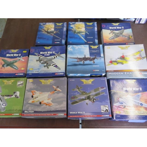 775 - 11 diecast Corgi 1:72 scale Aviation Archive aircraft, all boxed, please see images for listing