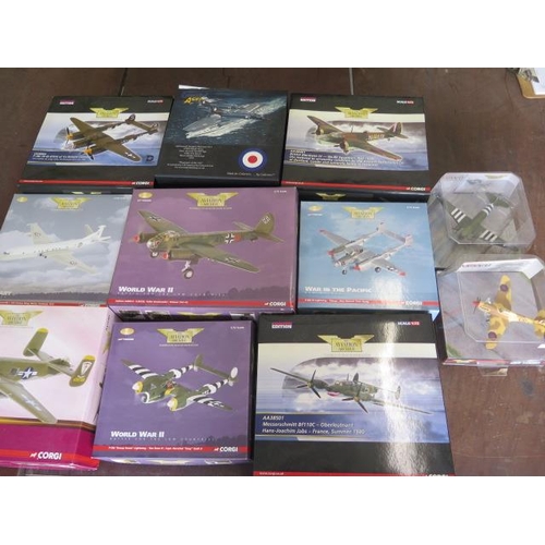 778 - A collection of 8 diecast Corgi 1:72 scale Aviation Archive aircraft, 2 1:144 scale and a Gemini Ace... 