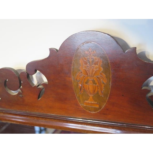 80 - A 19th century mahogany inlaid wall mirror, 109cm tall x 64cm