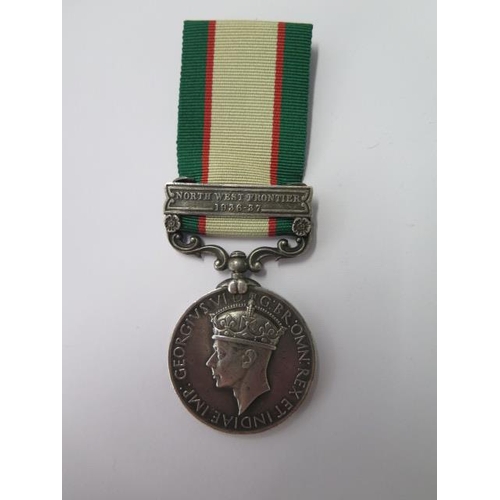 813 - George VI India medal with North West Frontier bar named 10826 Sepoy Partap Singh 1-16 Punjab R