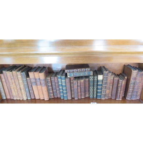A collection of 39 leather bound books including three volumes Don Quixote, and Tytlers Scottish Worthies 3 volumes