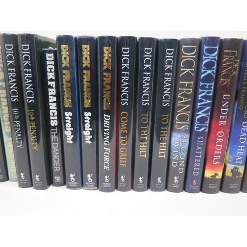 843 - A collection of 24 Dick Francis 1st Edition hardback novels, 3 signed Trial Run, Banker and The Edge... 