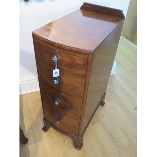 87 - A pair of walnut four drawer bowfronted bedside chests, 82cm tall x 50cm x 29cm, in polished conditi... 