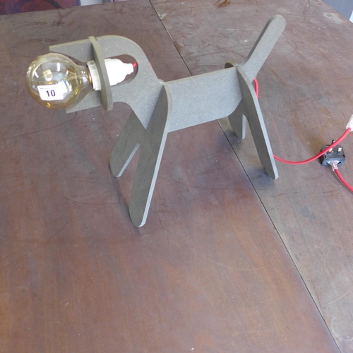 10 - An interesting designer Dog table lamp, working, 44cm long