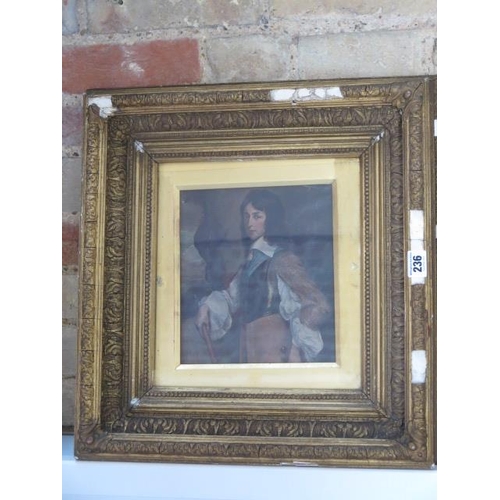 198 - A Vandyck print in a distressed gilt frame, 49cm x 46cm