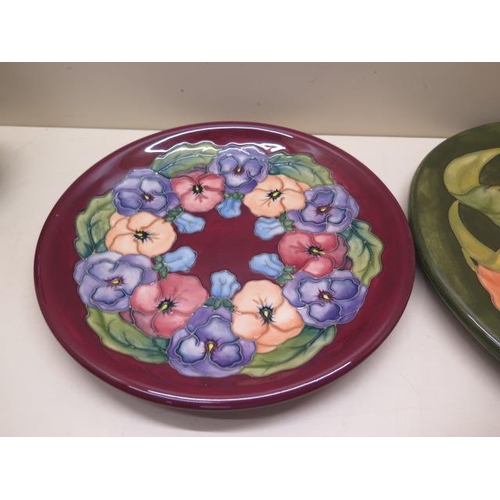 255 - Three Moorcroft plates, 31cm and 26cm diameter, some crazing, all good