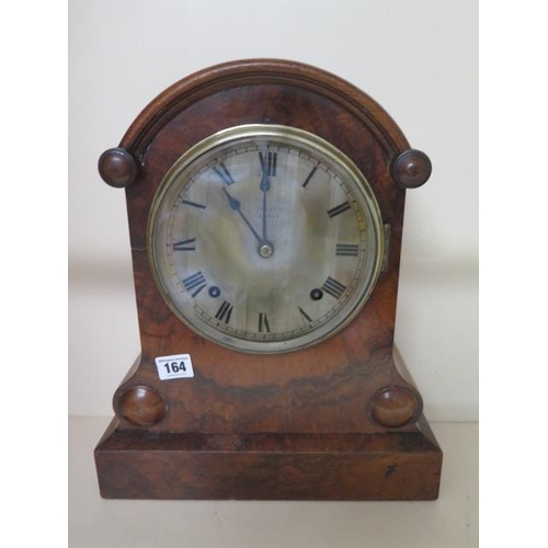 158 - A rosewood case mantle clock striking movement, running, 39cm tall