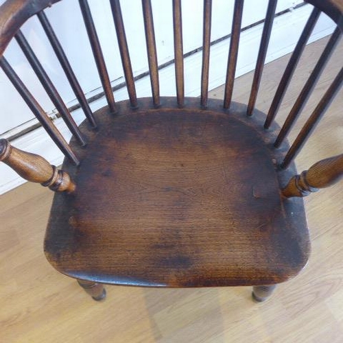 16 - A 19th century ash and elm stick back Windsor armchair - Height 93cm x Width 55cm x Seat Height 44cm