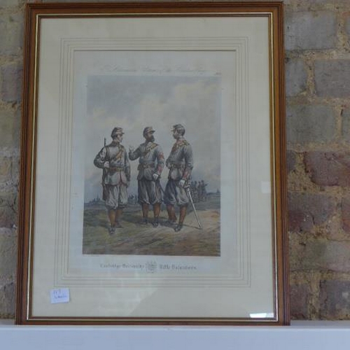 181 - R Ackermans costumes of Volunteer Corps Cambridge University Rifle Volunteers framed print - frame s... 