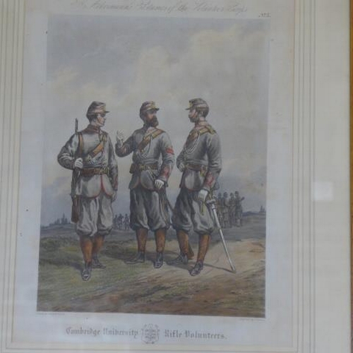 181 - R Ackermans costumes of Volunteer Corps Cambridge University Rifle Volunteers framed print - frame s... 