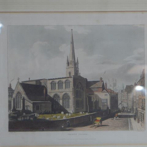 186 - Two Cambridge University Almanack coloured prints - St Johns College New Bridge 1837 and The Church ... 