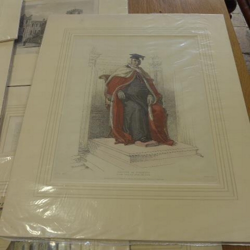 187 - A collection of 13 unframed but mounted antique Cambridge prints including Sam and Nath Buch coloure... 