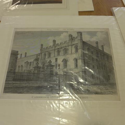 187 - A collection of 13 unframed but mounted antique Cambridge prints including Sam and Nath Buch coloure... 