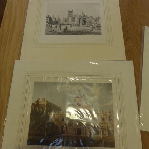 187 - A collection of 13 unframed but mounted antique Cambridge prints including Sam and Nath Buch coloure... 