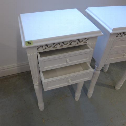 74 - A pair of painted two drawer bedside tables - Height 70cm x 40cm x 32cm