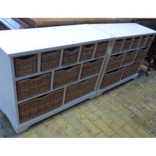 75 - A pair of Cotswold painted kitchen storage chests each with nine graduating baskets - Height 75cm x ... 