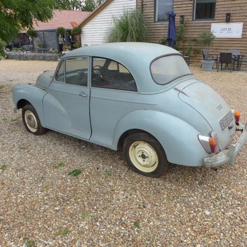 18 - A vintage 1966 Morris Minor 1000 two door petrol 1098cc car, reg EVE285D in barn find condition - to... 