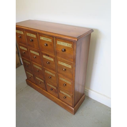 20 - A pine 16 drawer chemists chest made by a local craftsman to a high standard incorporating  old timb... 