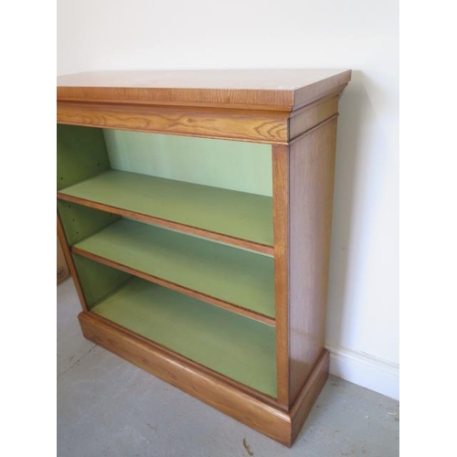 22 - A new burr oak open bookcase with two adjustable shelves and painted interior - Height 95cm x 91cm x... 