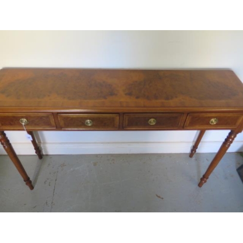 25 - A walnut four drawer hall table on turned legs made by a local craftsman to a high standard  - Heigh... 