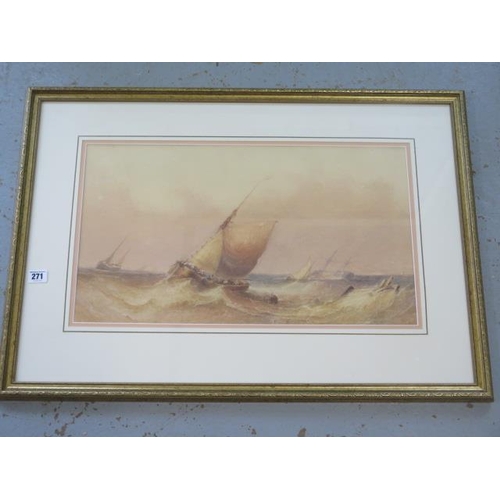 271 - Sidney Edward Paget (1860-1908) signed Marine watercolour fishing boats and wrecked sailing ship, in... 