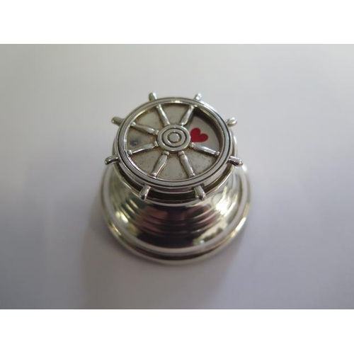 511 - A silver ships wheel Bridge Trump Indicator Birmingham 2000 KMS, weighted base - height 3cm