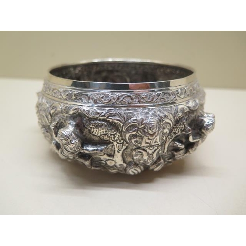 529 - Of Naval interest: A 19th / 20th century Thai silver bowl inscribed 'Presented to Admiral P.U Bayly ... 