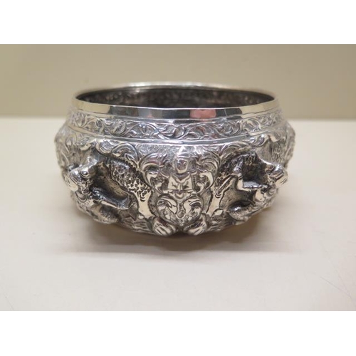 529 - Of Naval interest: A 19th / 20th century Thai silver bowl inscribed 'Presented to Admiral P.U Bayly ... 