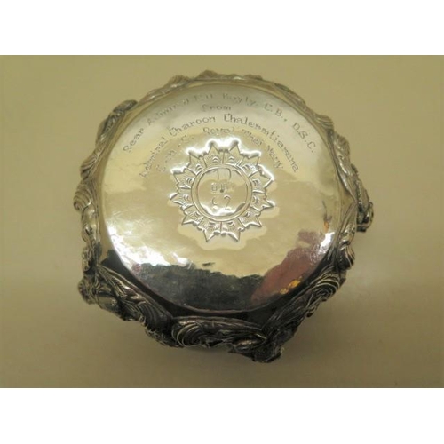 529 - Of Naval interest: A 19th / 20th century Thai silver bowl inscribed 'Presented to Admiral P.U Bayly ... 