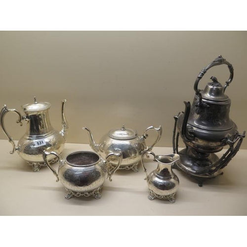 531 - A four piece silver plated Britannia metal Philip Ashberry & Sons coffee/tea set - Coffee pot 24cm t... 