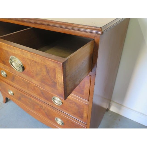 92 - A reveneered walnut 19th century four drawer chest on splayed bracket feet in polished condition - H... 