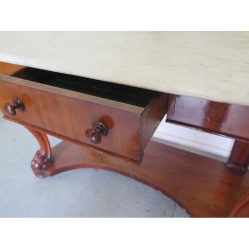 94 - A Victorian mahogany washstand with a white marble top - Height 96cm x 120cm x 56cm