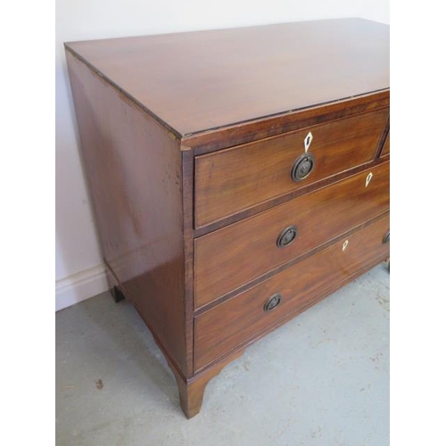 103 - A Georgian mahogany four drawer chest on bracket feet - Height 87cm x 105cm x 53cm - missing side be... 