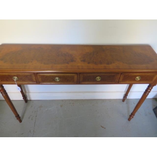 44 - A walnut four drawer hall table on turned legs made by a local craftsman to a high standard  - Heigh... 