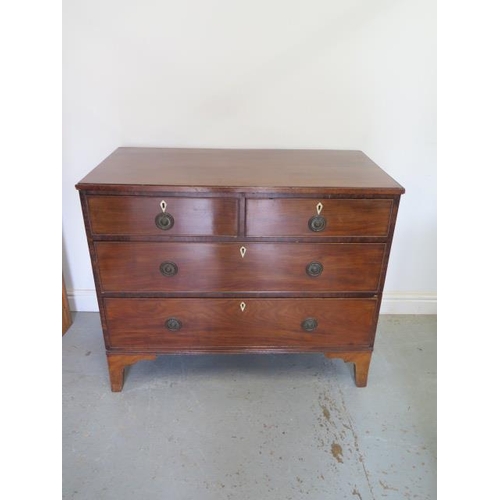 56 - A Georgian mahogany four drawer chest on bracket feet - Height 87cm x 105cm x 53cm - missing side be... 