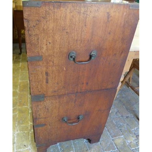 15 - A 19th century mahogany two part campaign chest with brass fittings - Height 101cm x 92cm x 50cm - p... 