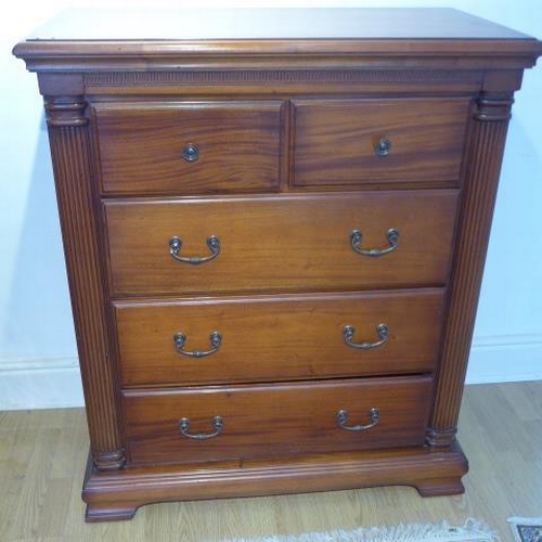 17 - A 19th century style mahogany five drawer chest - Height 114cm x 96cm x 47cm