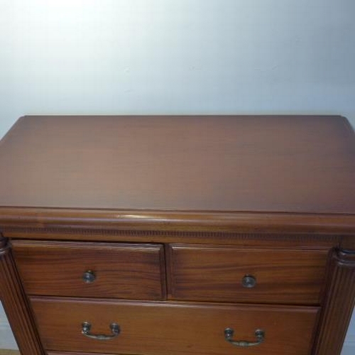 17 - A 19th century style mahogany five drawer chest - Height 114cm x 96cm x 47cm