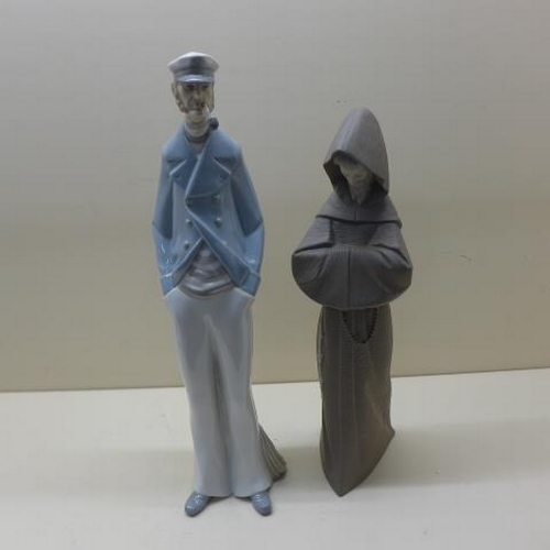 210 - A Lladro Monk and a Lladro Sailor - Height 38cm - both good