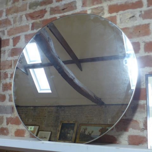 27 - A modern brass framed circular mirror - Diameter 80cm