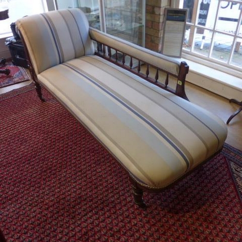29 - A reupholstered Victorian chaise lounge - Height 76cm x 174cm x 63cm deep