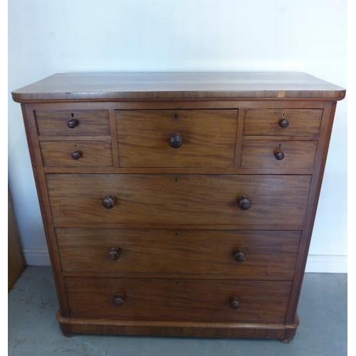 36 - A Victorian mahogany Maple & Co chest of drawers with a hat drawer flanked either side by two small ... 