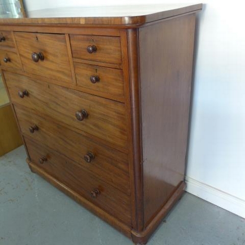 36 - A Victorian mahogany Maple & Co chest of drawers with a hat drawer flanked either side by two small ... 
